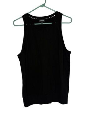 Torrid Black Crochet Trim Knit Sleeveless Sweater Tank Top Size 2 / 2X